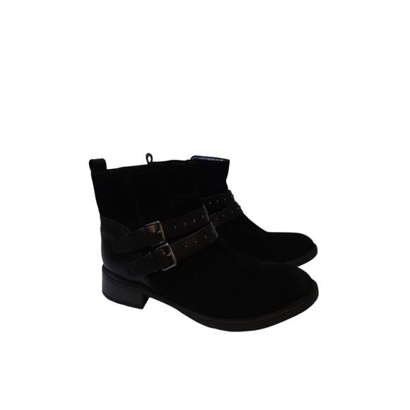 Clarks Swansea Ankle Boots Black Suede 9 M Side Zip - Picture 1 of 14